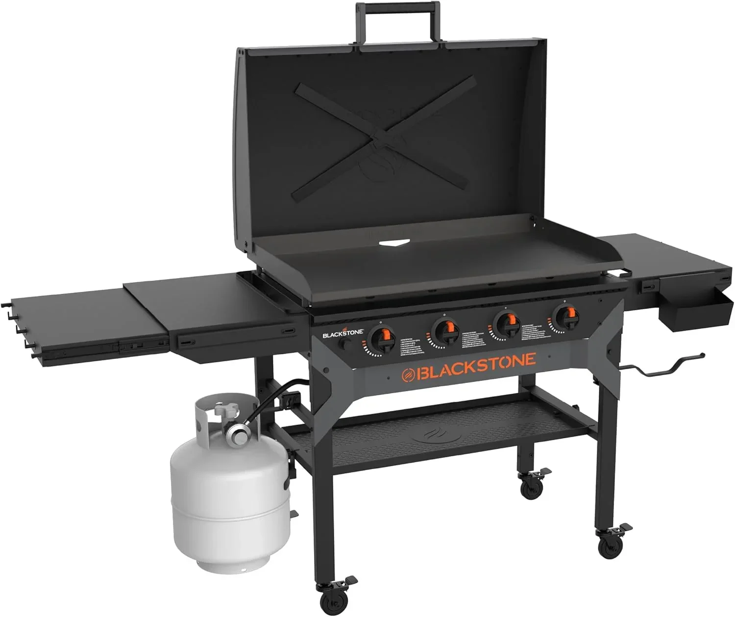 Iron-Forged 36 Omnivore Griddle ?C Premium Powder-Coated Steel with Reinforced Hood. Black Finish