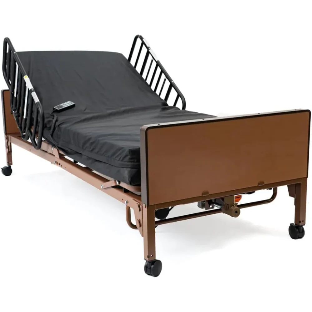 Fully Electric Hospital Bed Set. Foam Mattress. Half Rails