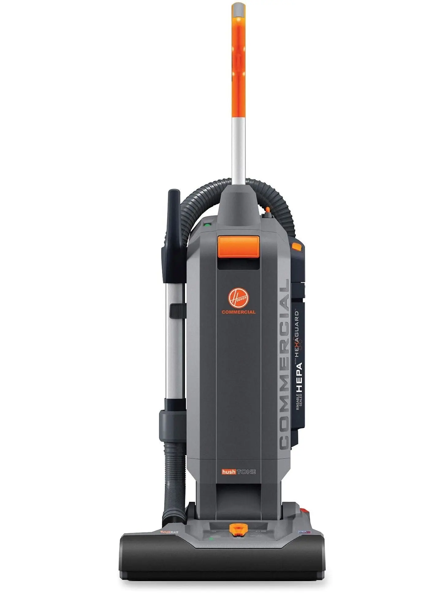Hoover Commercial HushTone Upright Vacuum Cleaner. 15 inches with Intellibelt. For Carpet and Hard Floors. CH54115. Gray